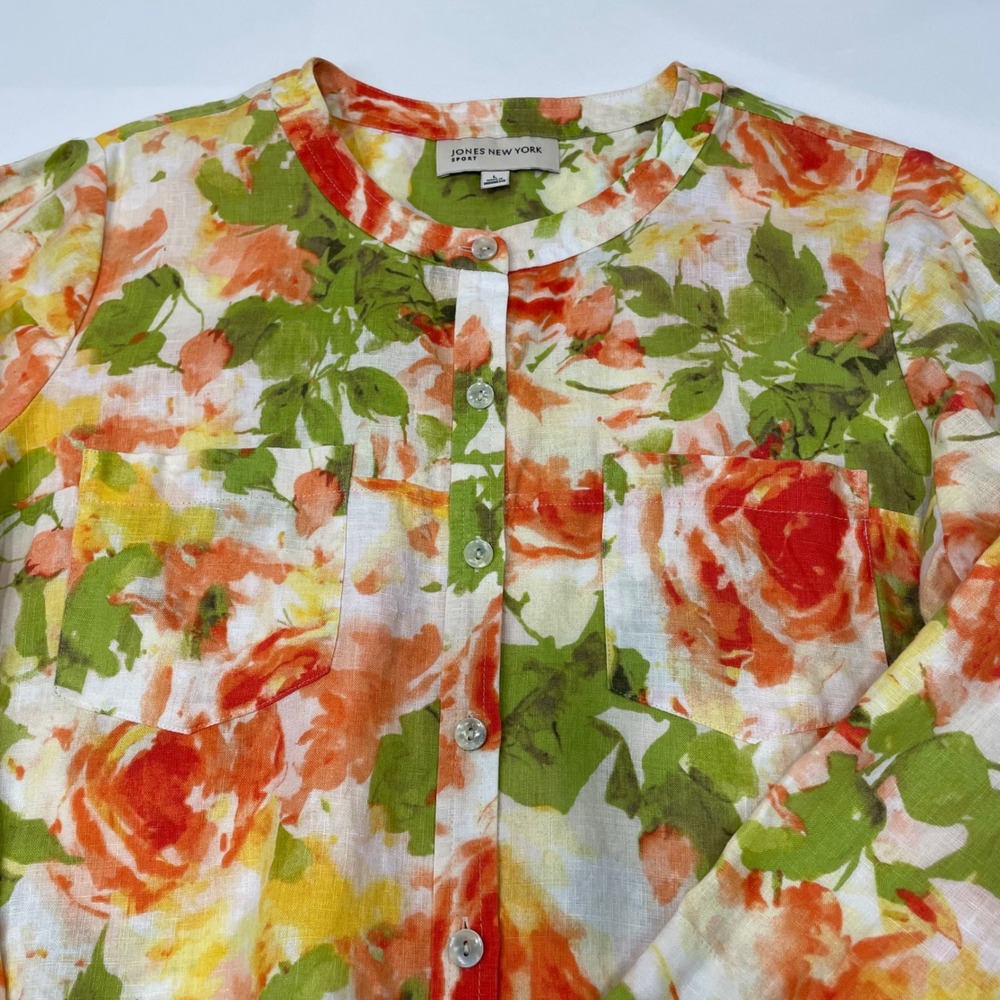 Jones New York Sport Women's Linen Blend Floral Tunic Top Size Large - Picture 15 of 15